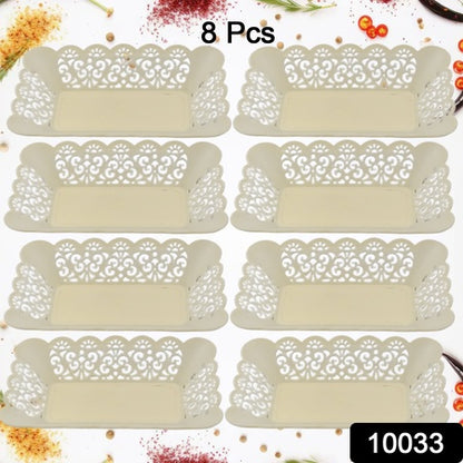 10033 Rectangle Plastic Dinner Plate Snacks  Breakfast Restaurant Serving Trays Home School Coffee Hotel Kitchen Office (8 Pcs Set) - Zidbik