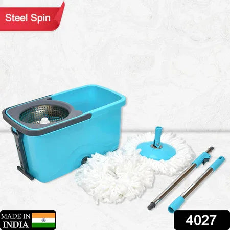 4027 Quick Spin Mop Plastic Spin Bucket Floor Cleaning Easy Wheels Big Bucket Floor Cleaning Mop With Bucket - Zidbik