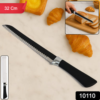 Premium 32 Cm Serrated Bread Knife With Ergonomic Handle - Zidbik