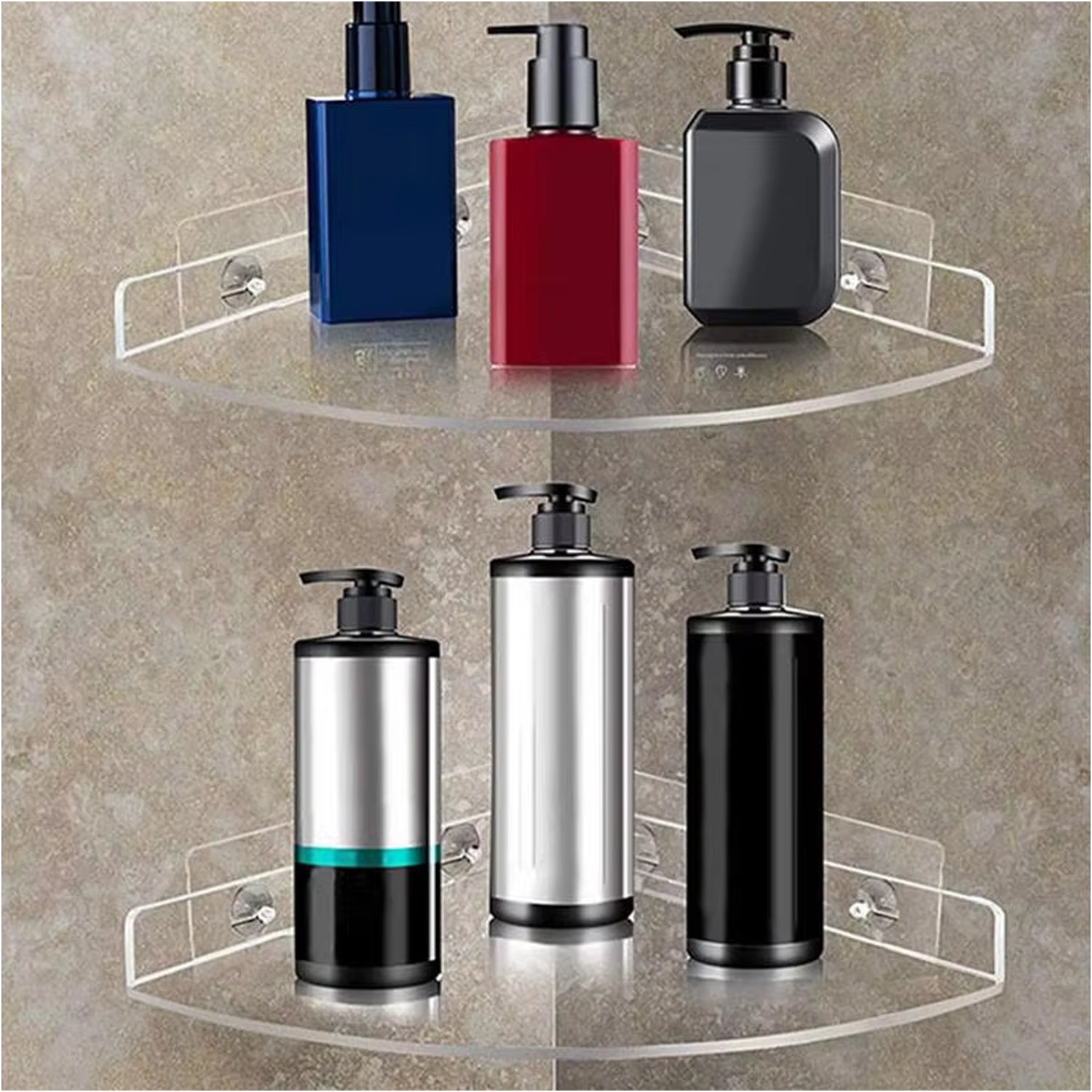 Bathroom Plastic Corner Shelf Rack Set For Wall Number Of Shelves (3 Pcs Set) - Zidbik