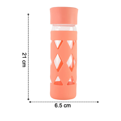 Glass Water Bottle With Protective Sleeve - (1 Pc  480 Ml) - Zidbik