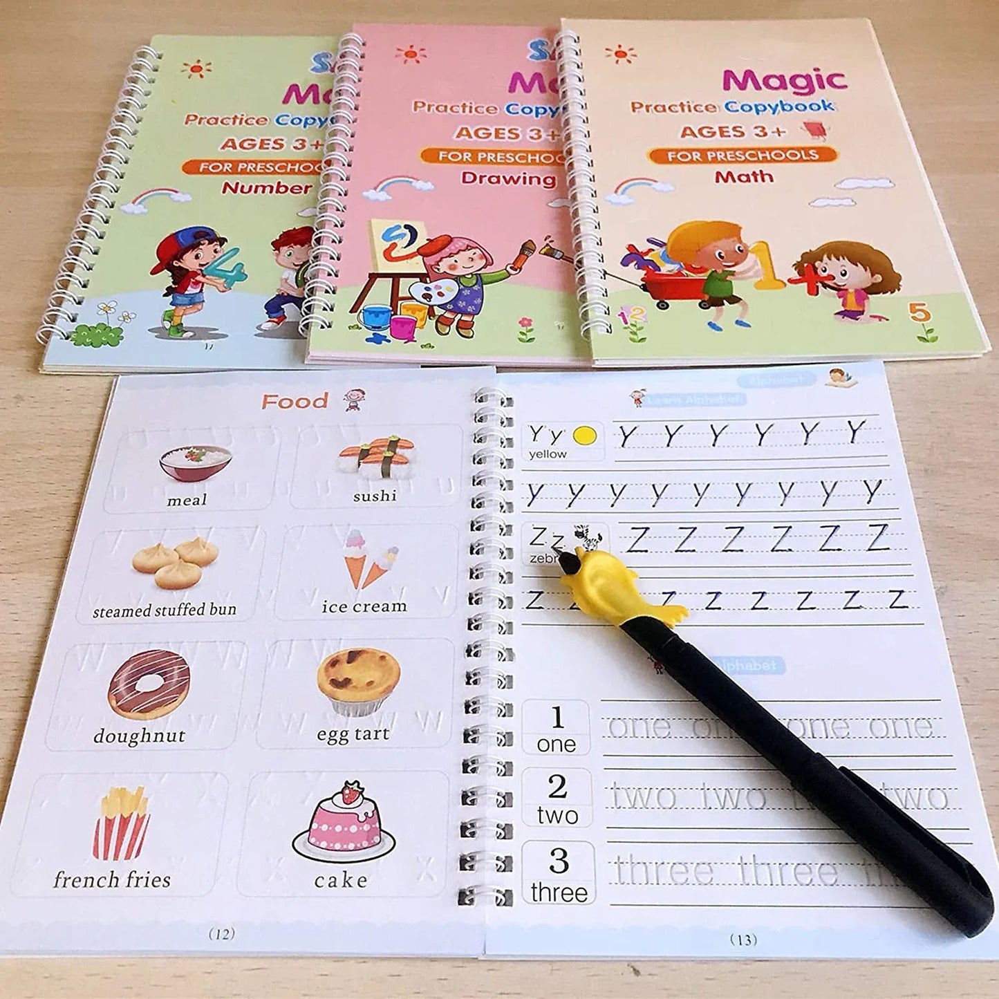 8075 4 Pc Magic Copybook Widely Used By Kids Childrens And Even Adults Also To Write Down Important Things Over It While Emergencies Etc. - Zidbik