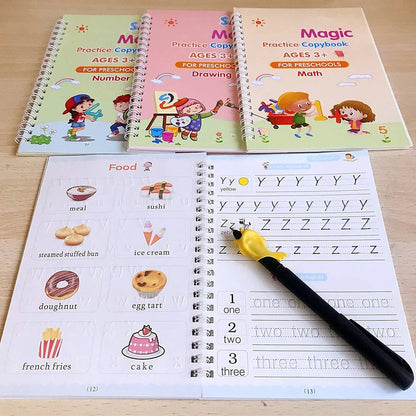 8075 4 Pc Magic Copybook Widely Used By Kids Childrens And Even Adults Also To Write Down Important Things Over It While Emergencies Etc. - Zidbik