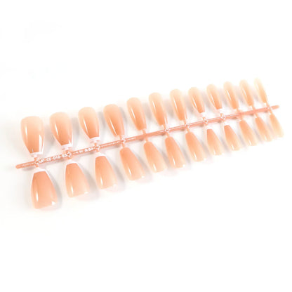 Elegant Nude Glossy Artificial Nail Tips Fake Nails (24 Pc Set) - Zidbik