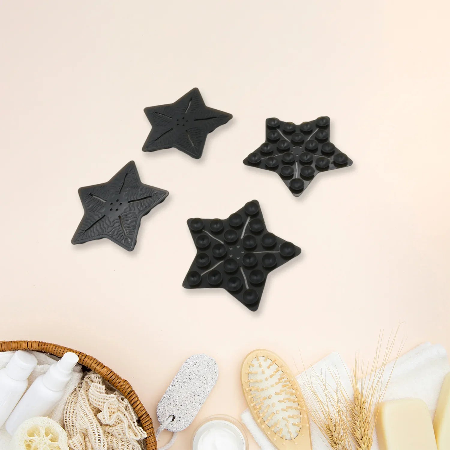 Mini Pvc Anti-slip Bat Mat Non Slip Baby Bath Mats Mini Child Safety Anti Slip Shower Mats Star Leaf Shaped For Kids (4 Pc Set) - Zidbik
