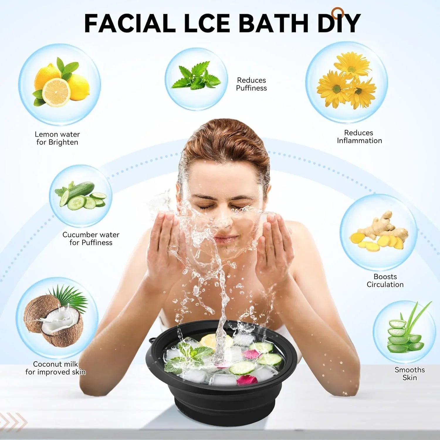 Portable Foldable Silicone Ice Bath Bowl (1 Pc) - Zidbik