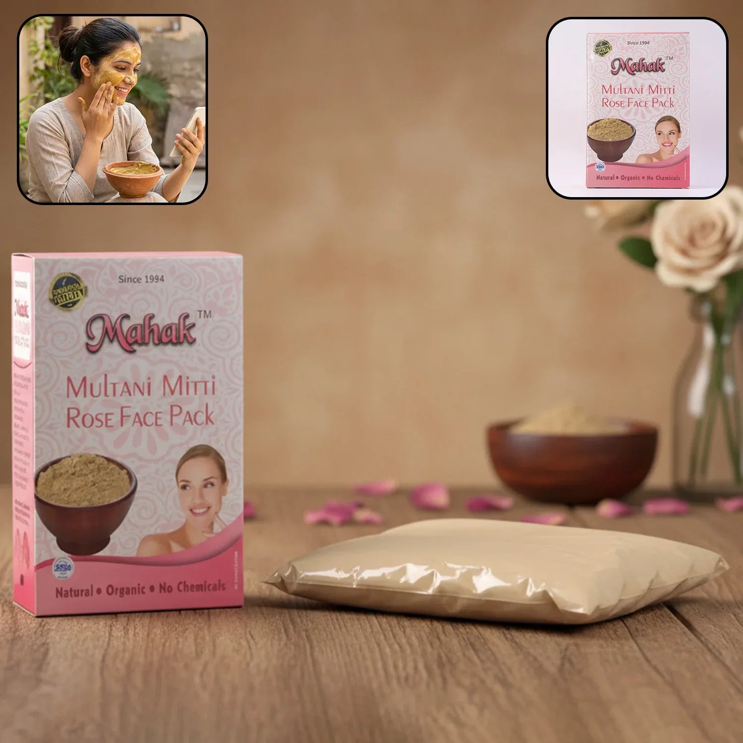 Herbal Multani Mitti Rose Based Face Pack 80 Gm - Zidbik