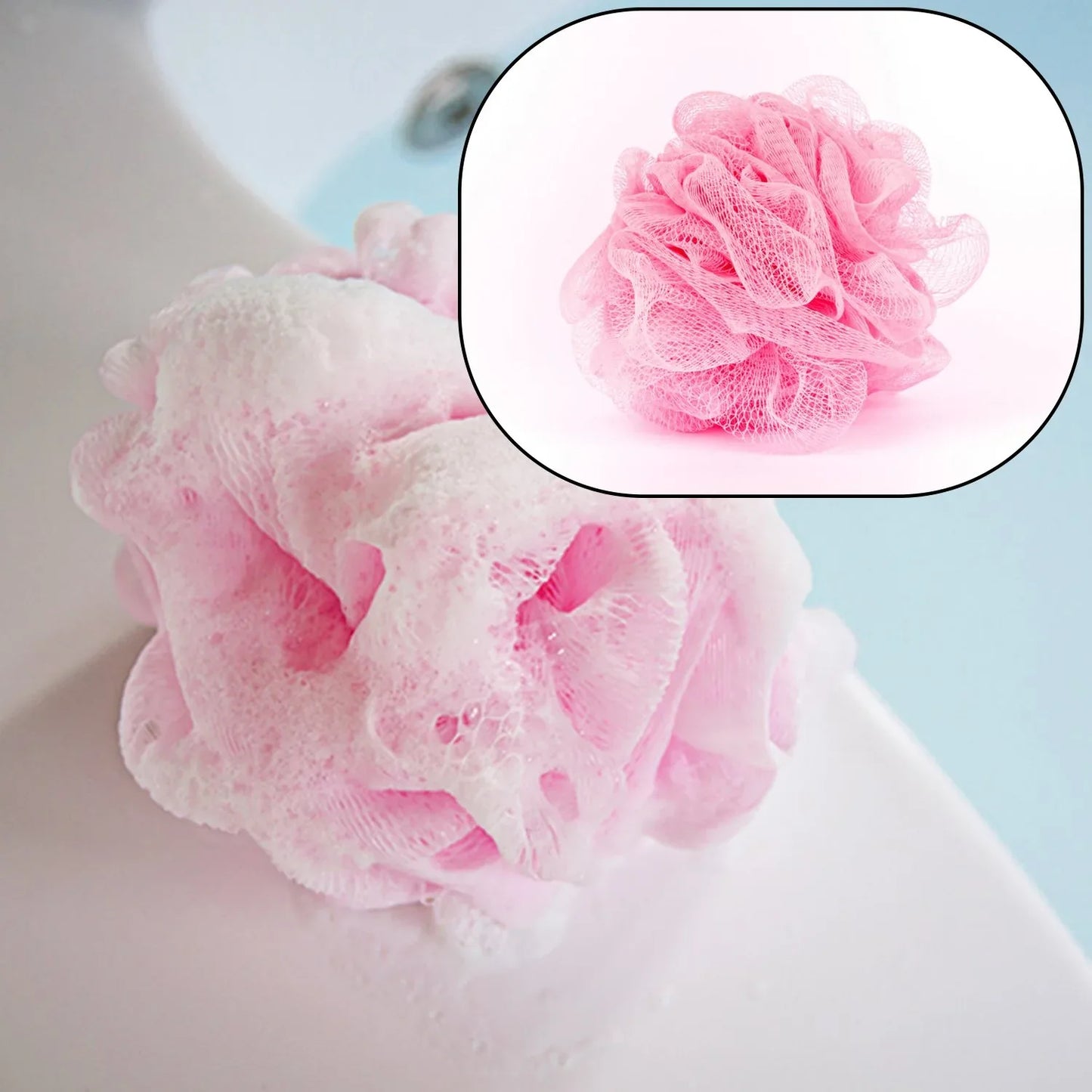 6074 Bath Shower Loofah Sponge Pouf Body Scrubber (Pack Of 6pcs) - Zidbik