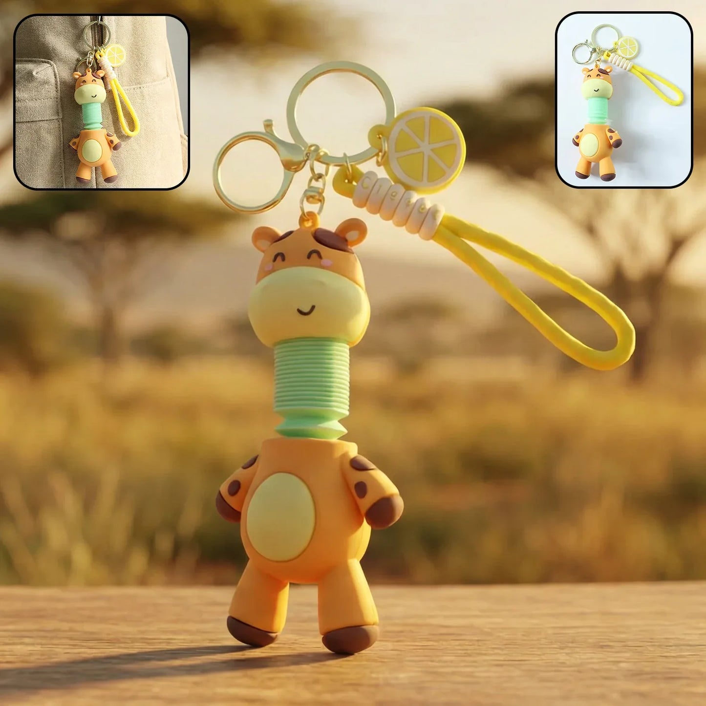 Cute Giraffe Cartoon Keychain (1 Pc) - Zidbik