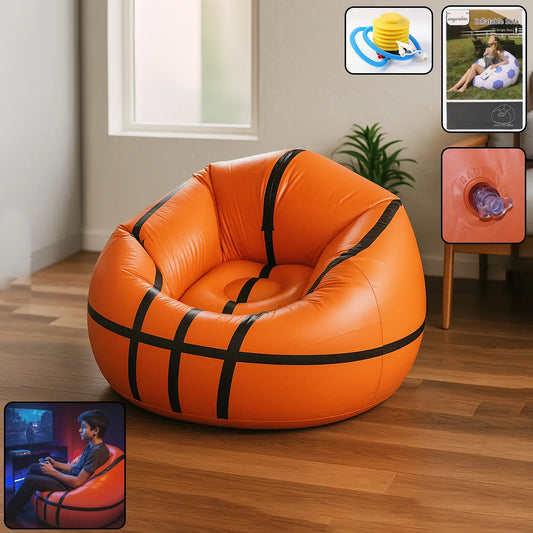 17732 Football Sofa Cartoon Style Inflatable Folding Chair Soccer Ball Chair Inflatable Sofa For Adults Kids Size 110cm X 85cm - Zidbik