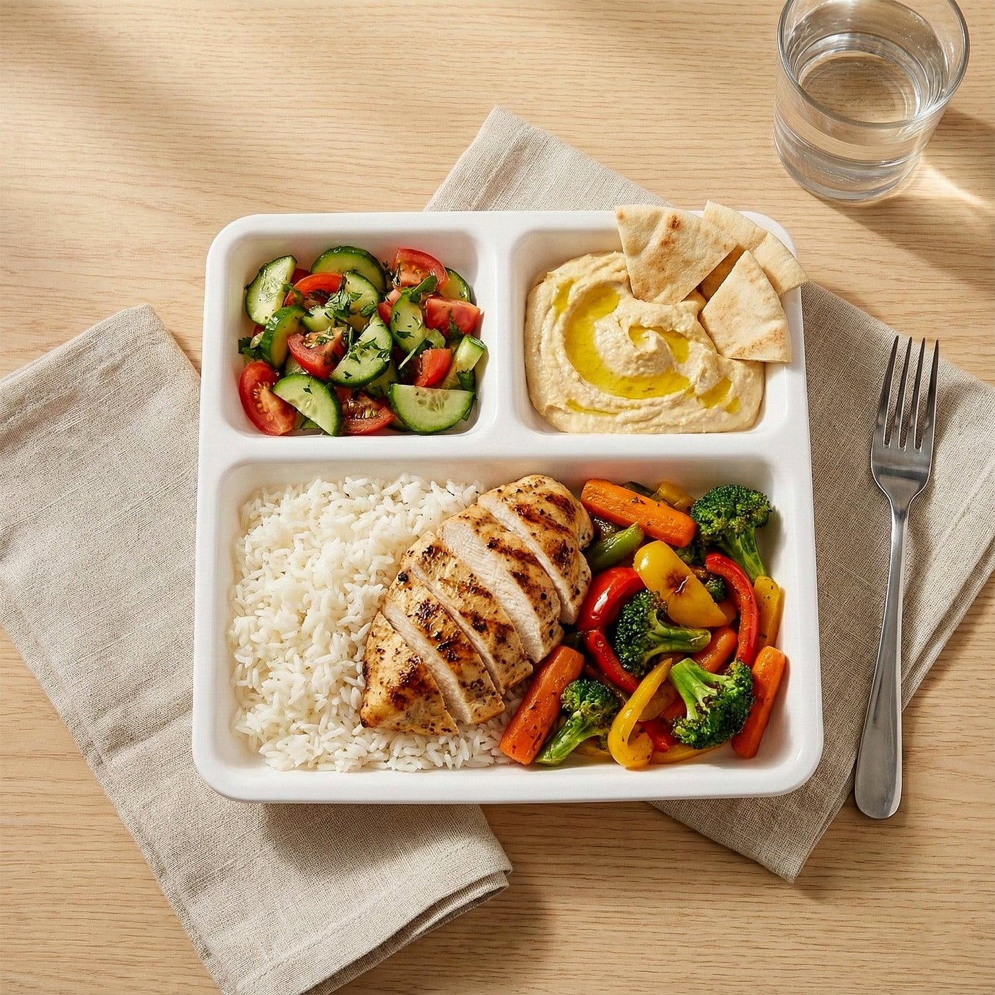Plastic 3-compartment Plate For Meal Serving - Zidbik