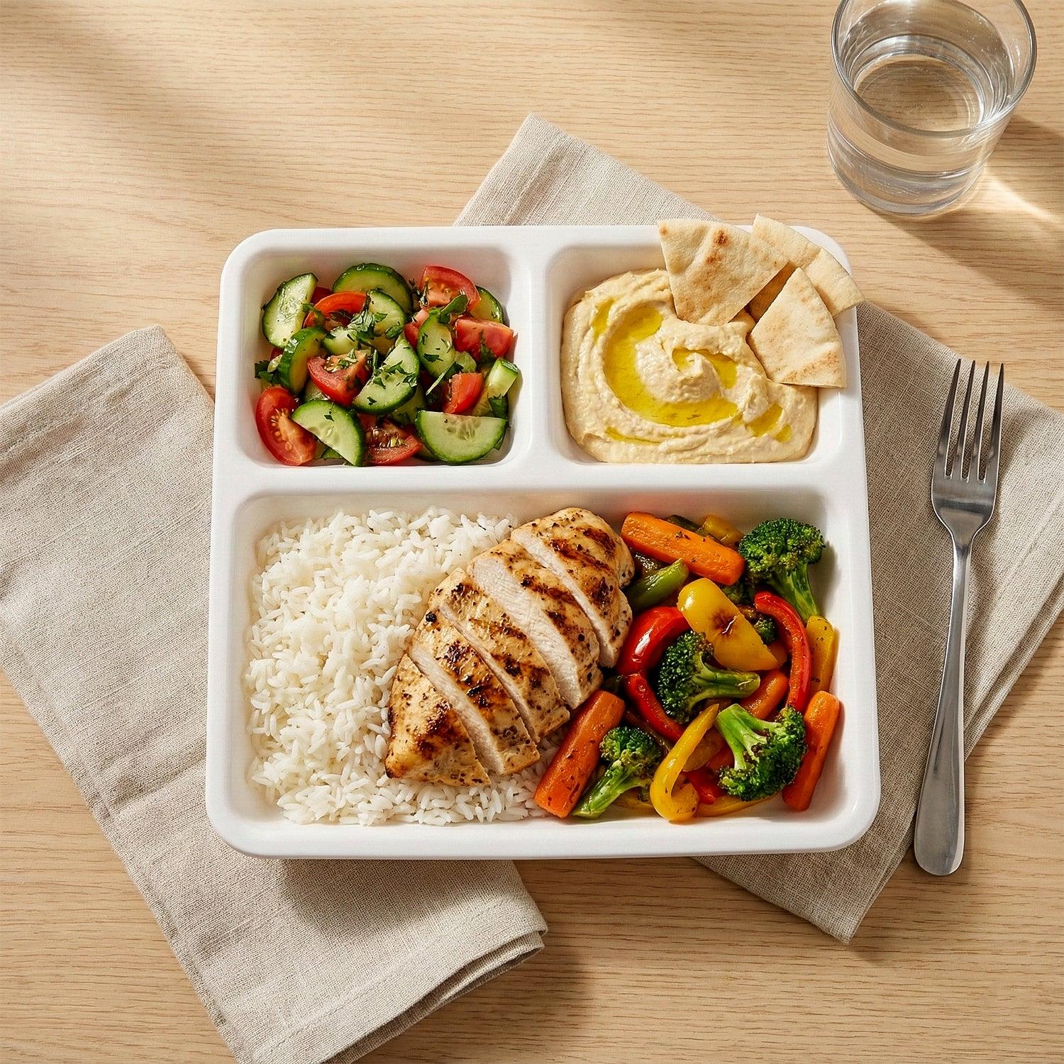 Plastic 3-compartment Plate For Meal Serving - Zidbik