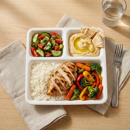 Plastic 3-compartment Plate For Meal Serving - Zidbik