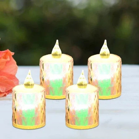 4 Pc Flameless And Smokeless Decorative Melting Candles Led Tea Light - Zidbik