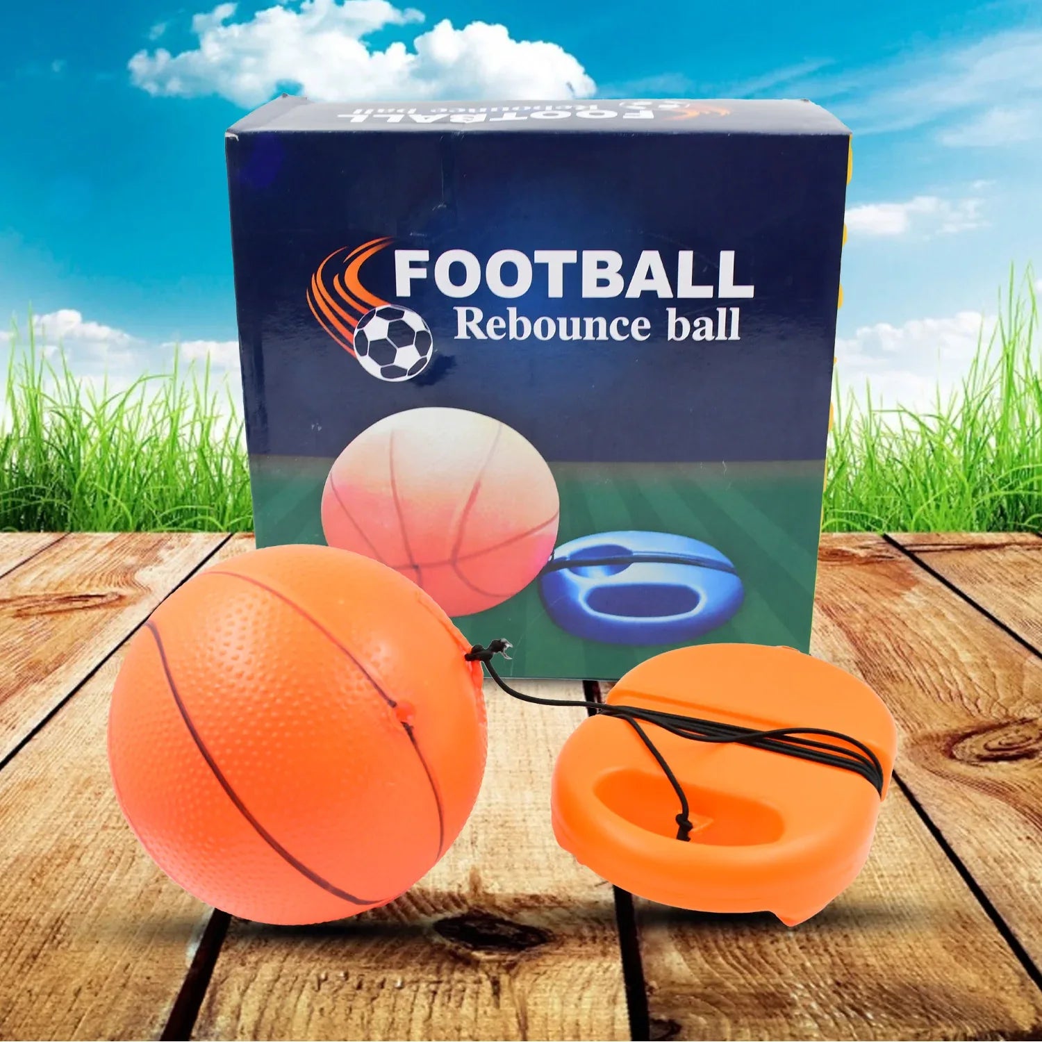 Football Rebound Ball With String (1 Set) - Zidbik