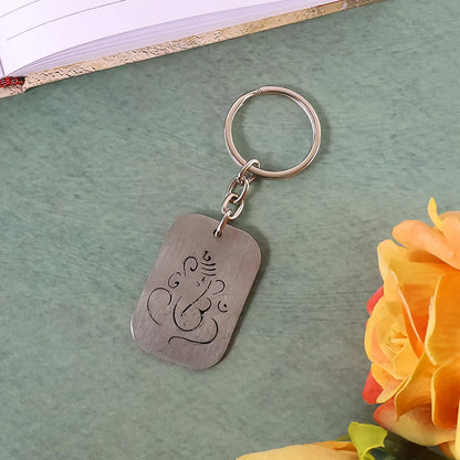 Auspicious Ganesh Cut-out Metal Keychain - (1 Pc) - Zidbik