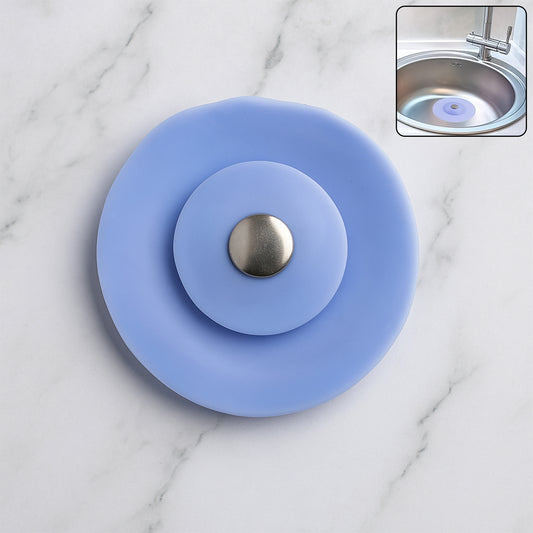 Creative 2-in-1 Blue Silicone Sewer Sink Sealer Cover Drainer (Multicolour  1 Pc) - Zidbik