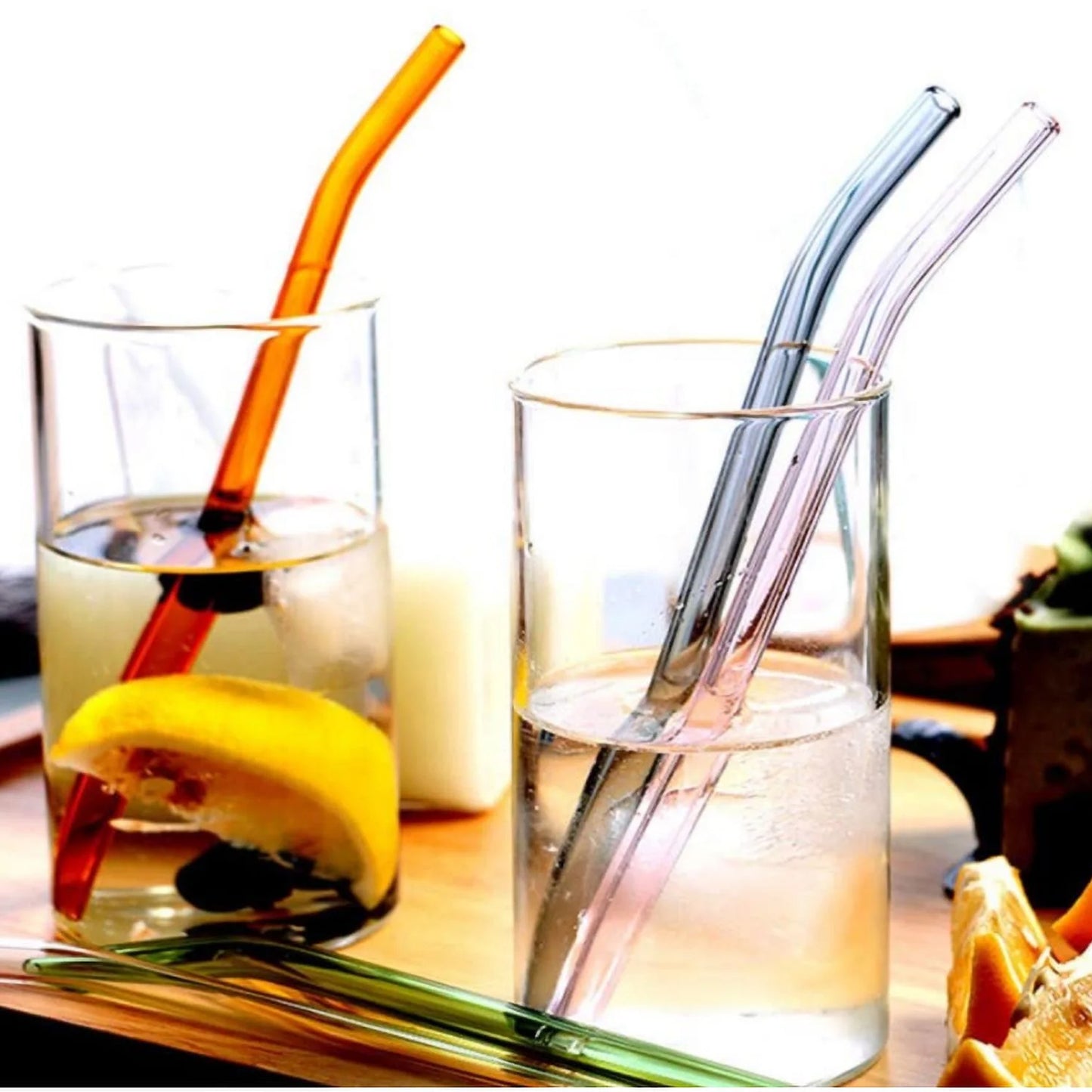 Reusable Glass Straws Clear Glass Drinking Straw (5 Pcs Set) - Zidbik