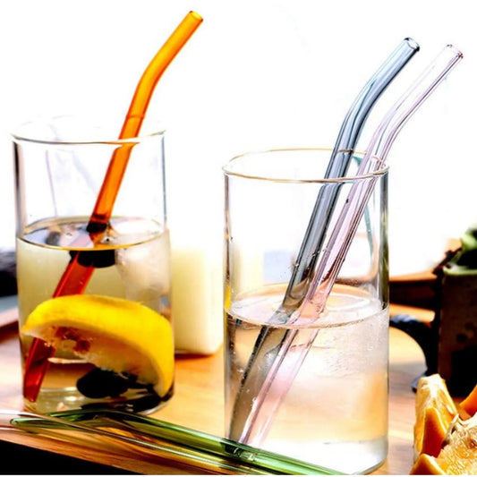 Reusable Glass Straws Clear Glass Drinking Straw (5 Pcs Set) - Zidbik