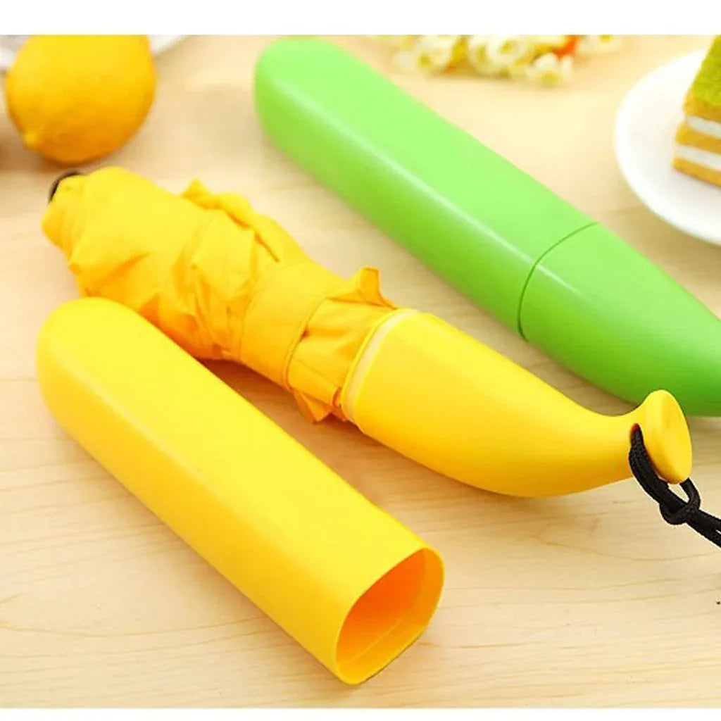1639 Stylish Banana Shaped Mini Foldable Umbrella - Zidbik