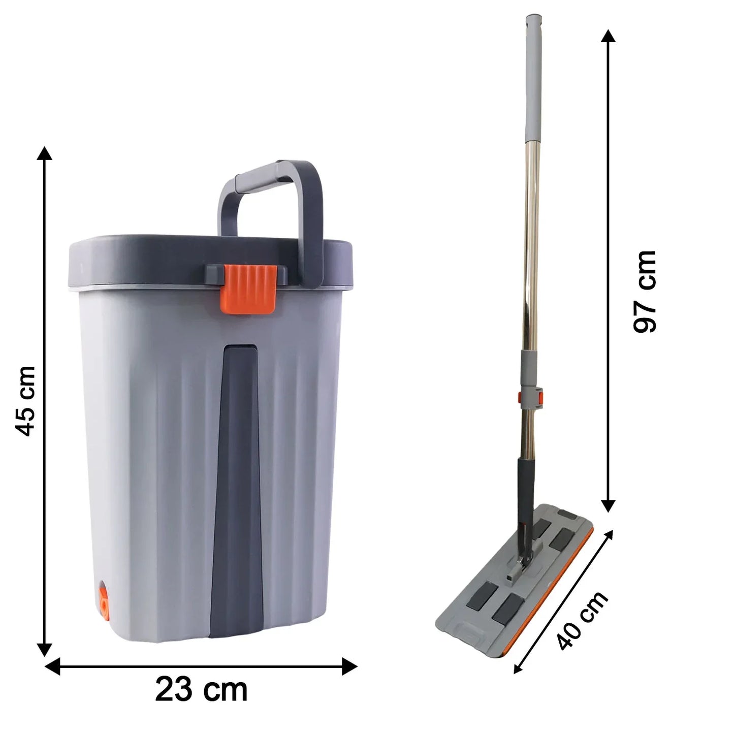 Big Size Flat Mop With Bucket Set (1 Set) - Zidbik