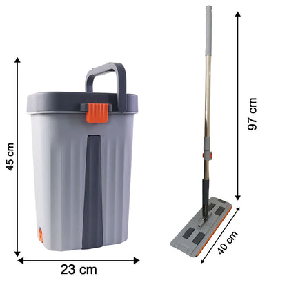 Big Size Flat Mop With Bucket Set (1 Set) - Zidbik