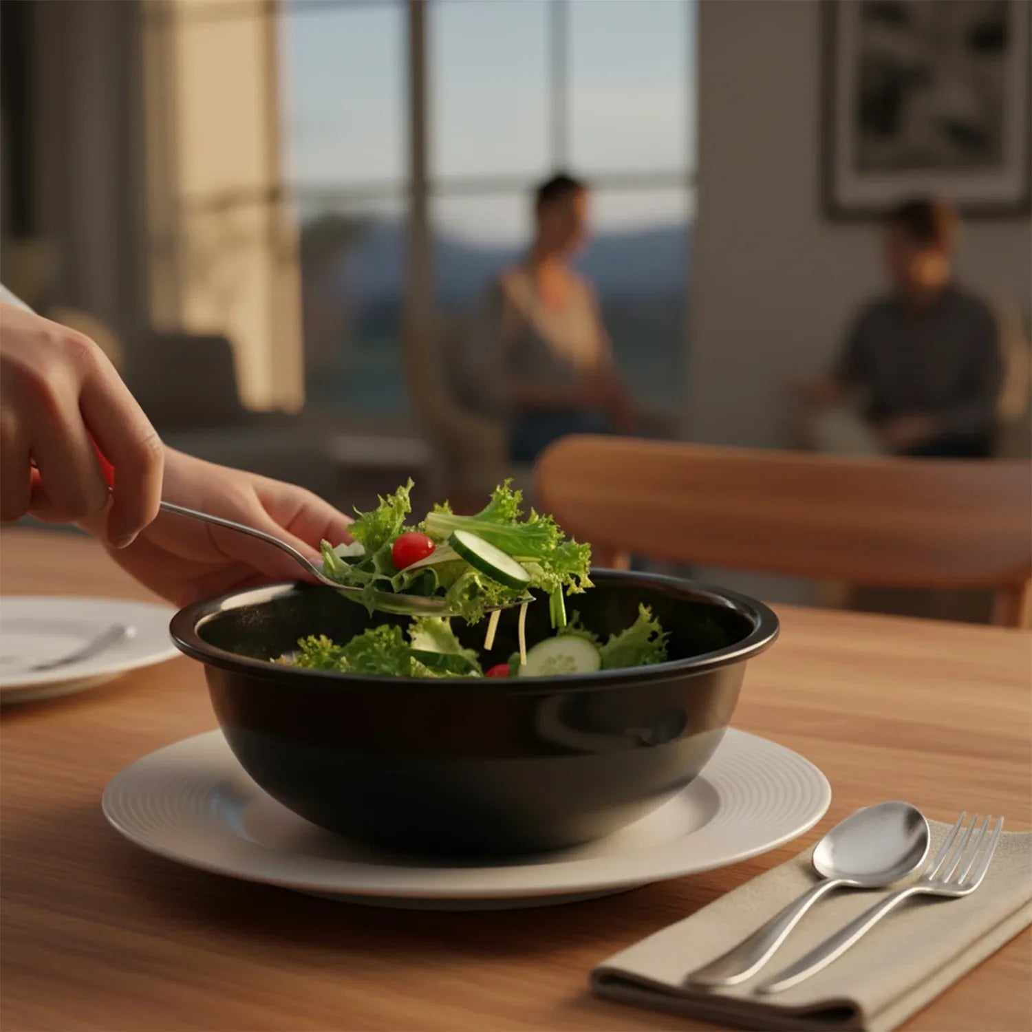 Plastic 6 Inch Black Round Deep Serving Bowl (1 Pc) - Zidbik