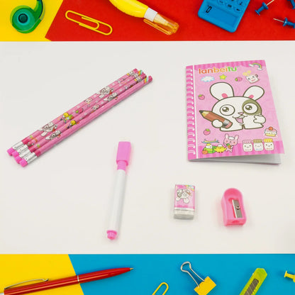 4299 Stationery Kit For Kids - Stationery Set Includes Wooden Pencil Sharpener Pencil And Eraser Set Small Diary School Supply Set Birthday Return Gift For Kids Boys Girls (8 Pc Set) - Zidbik