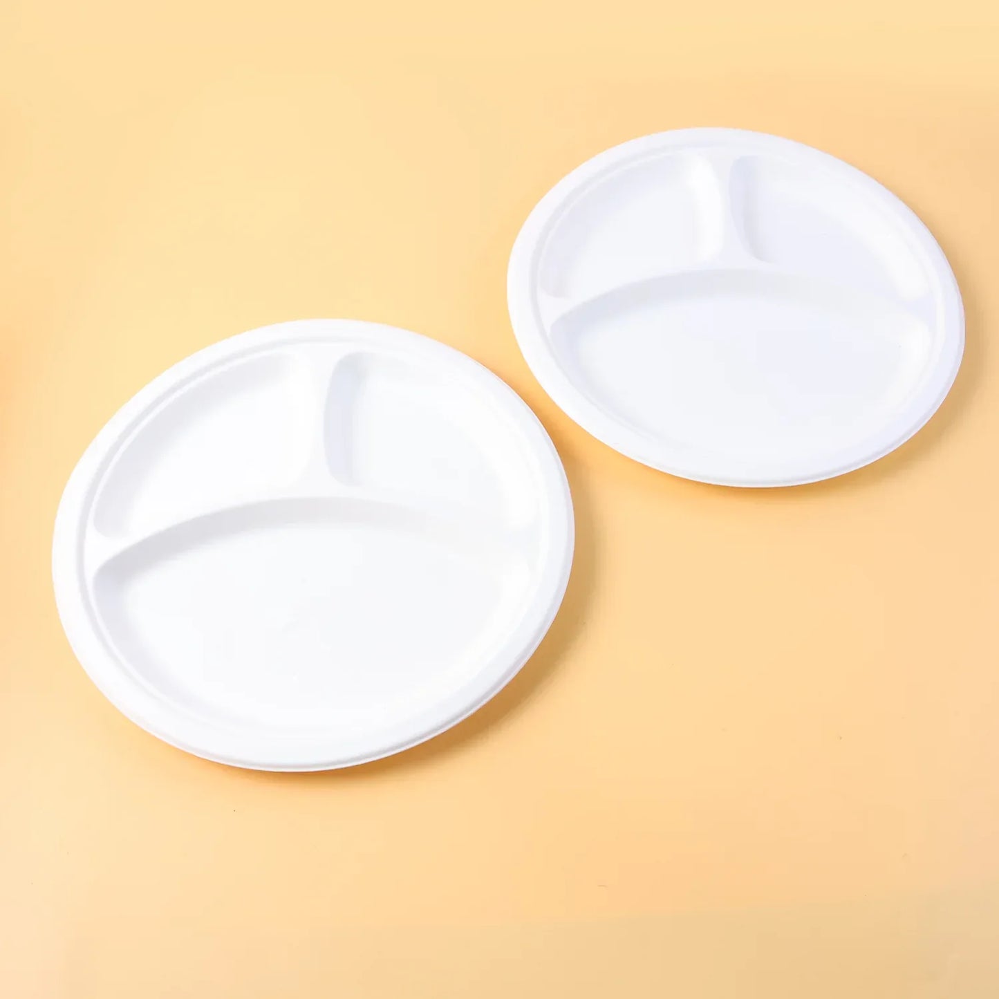 Freshee 10 Inch 3-compartment Round Compostable Bagasse Plate (10 Pc) - Zidbik