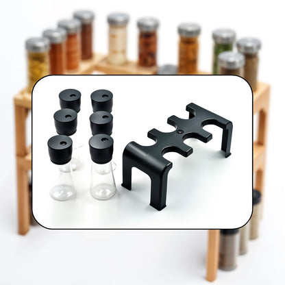 6-piece Plastic Spice Jar Set With Stand - Zidbik