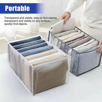 4069 Clothes Organizer +7 Grid Drawer Wardrobe Clothes Organizer Jeans Closet Cabinet Organizers Portable Foldable Storage Containers - Zidbik