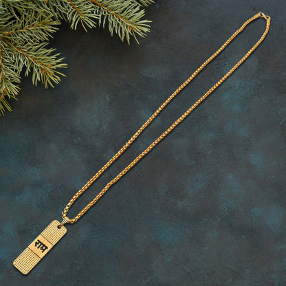 Golden Ram Naam Locket With Chain (1 Pc) - Zidbik