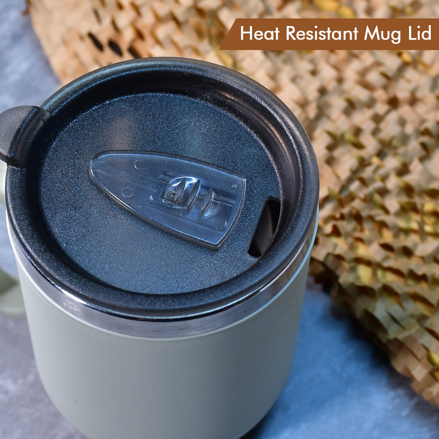 8137 Ganesh Premium Stainless Steel Coffee Mug With Heat Resistant Mug Lid. Approx 400ml Mug. - Zidbik