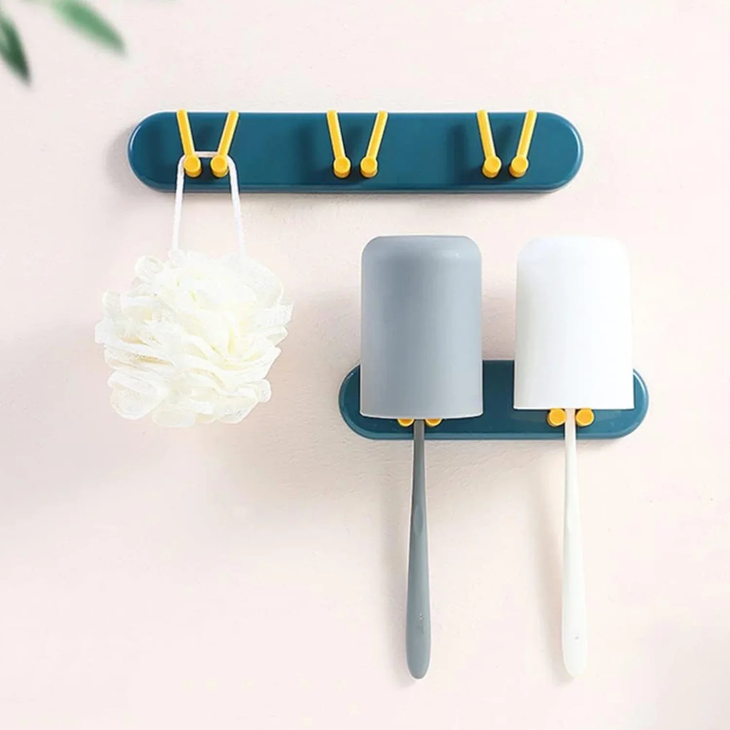 4702 Toothbrush Holder Plastic Bathroom Accessories Organizer Wall Mounted Hanging Mount Shelf Hooks (1pc) - Zidbik