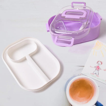 Plastic Lunch Box With Small Box Bottle Sponn For Kids Lunch Box (4 Pc Set) - Zidbik