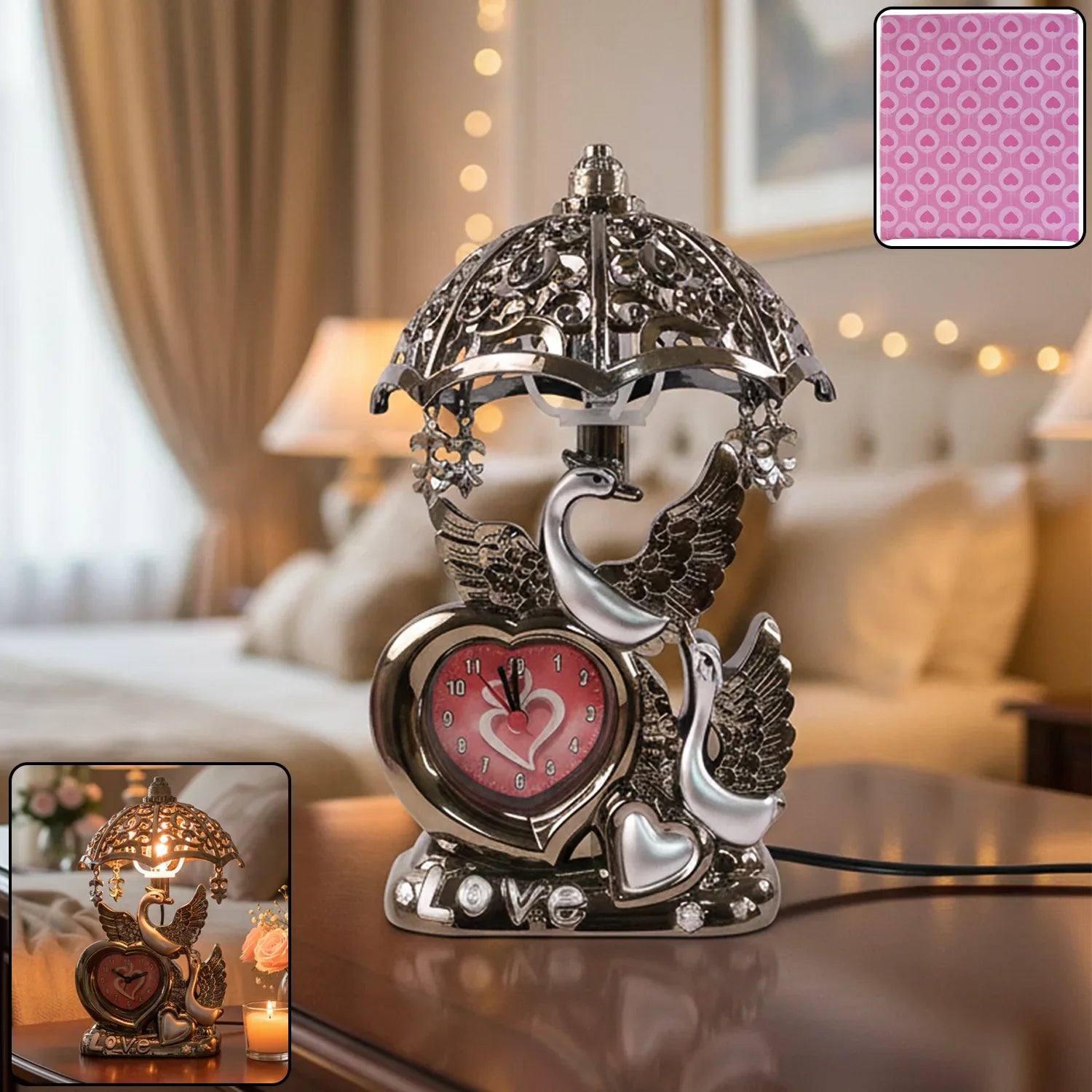 Decorative Swan Couple Table Lamp (1 Pc) - Zidbik