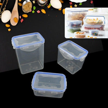 5496  Kitchen Storage Container Set With Food Grade Plastic And Air Seal Lock Lid For Storage Of Grocery Spices Dry Fruits Use For Home Office Restaurant Canteens (3 Piece Set) - Zidbik