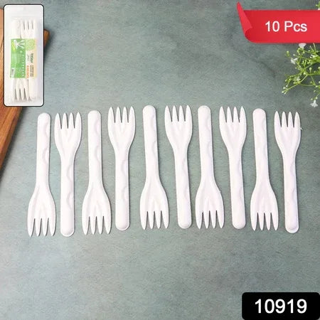 Compostable Bagasse Fork 10 Pcs Pack - Zidbik