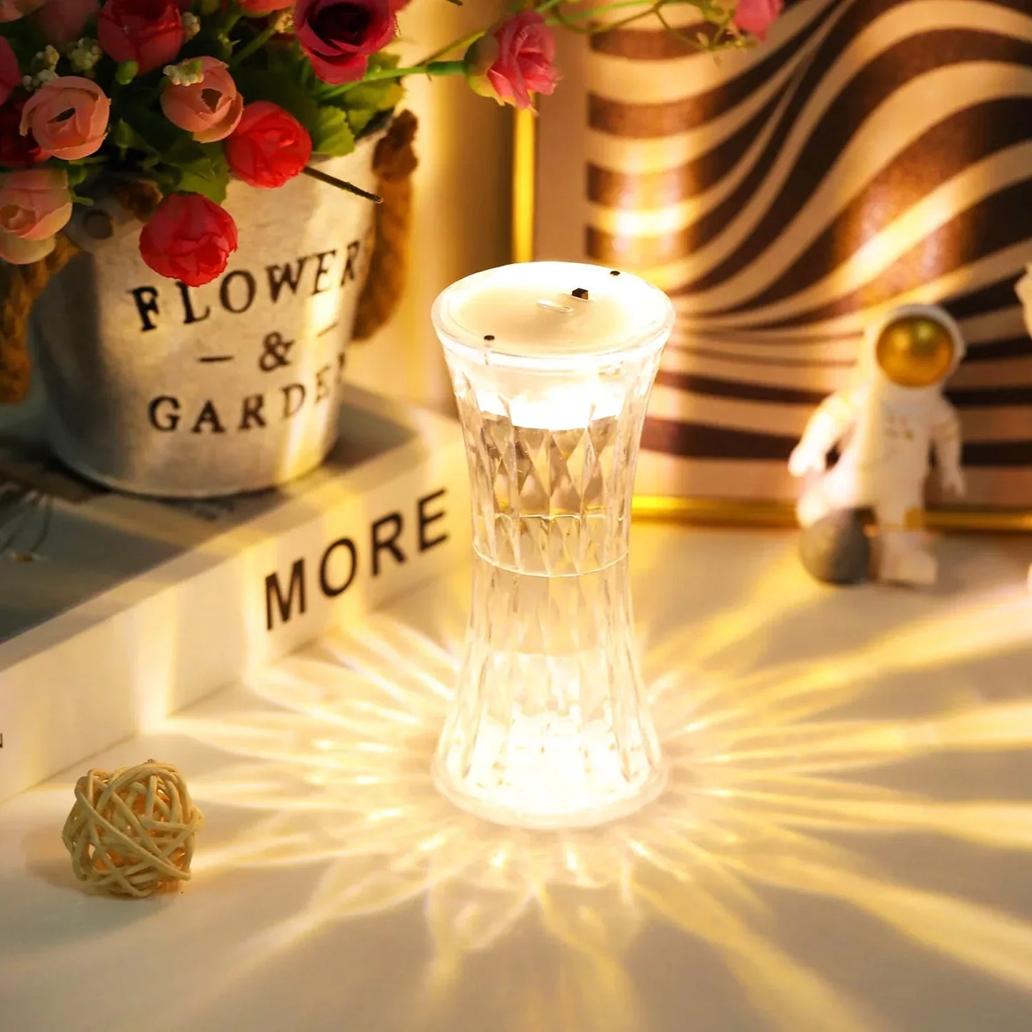8440 Crystal Lamp Universal Night Light Soft Lighting Eye Protection For Nursery Study Bedroom Transparent Crystal Table Soft Lighting Multipurpose For Hotel For Office For Childrens Room (12pc Moq) - Zidbik