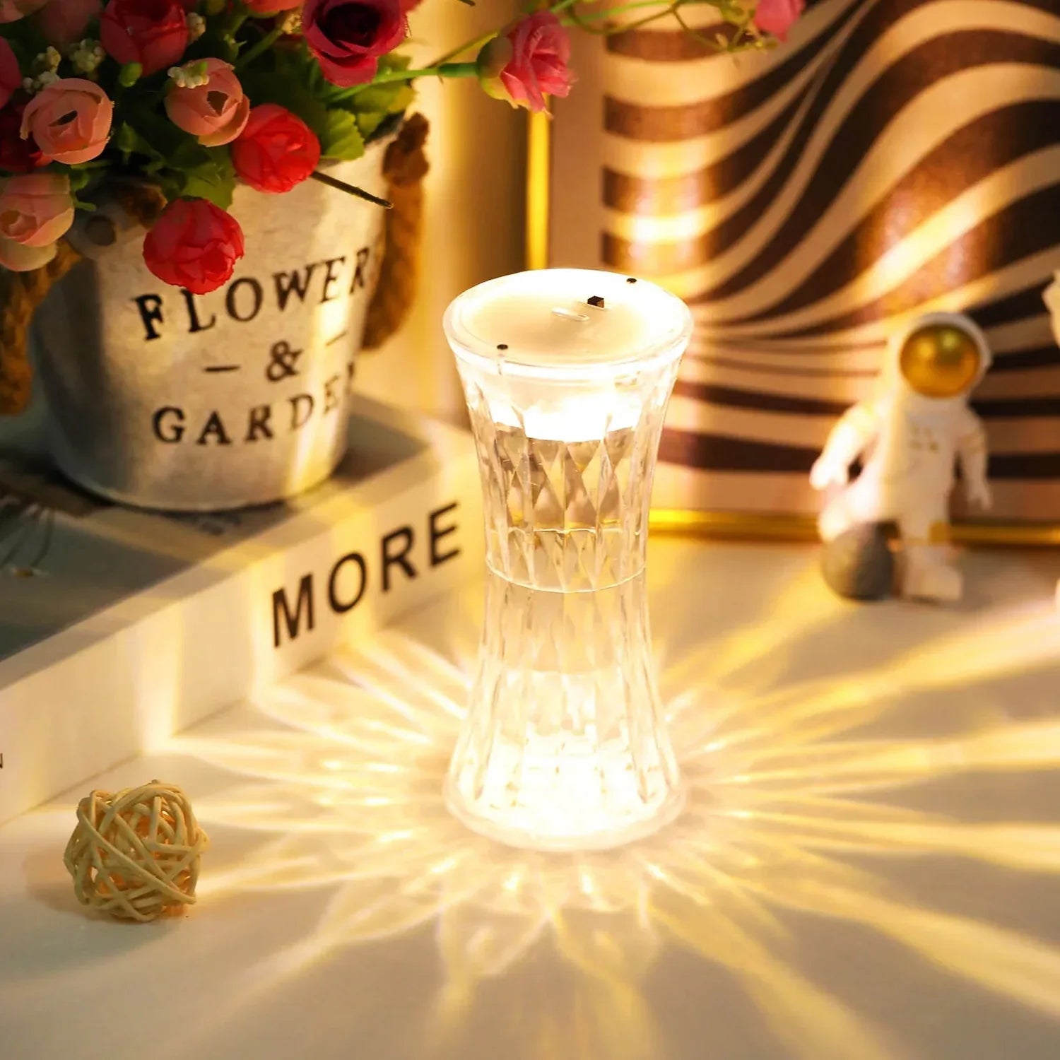 8440 Crystal Lamp Universal Night Light Soft Lighting Eye Protection For Nursery Study Bedroom Transparent Crystal Table Soft Lighting Multipurpose For Hotel For Office For Childrens Room (12pc Moq) - Zidbik