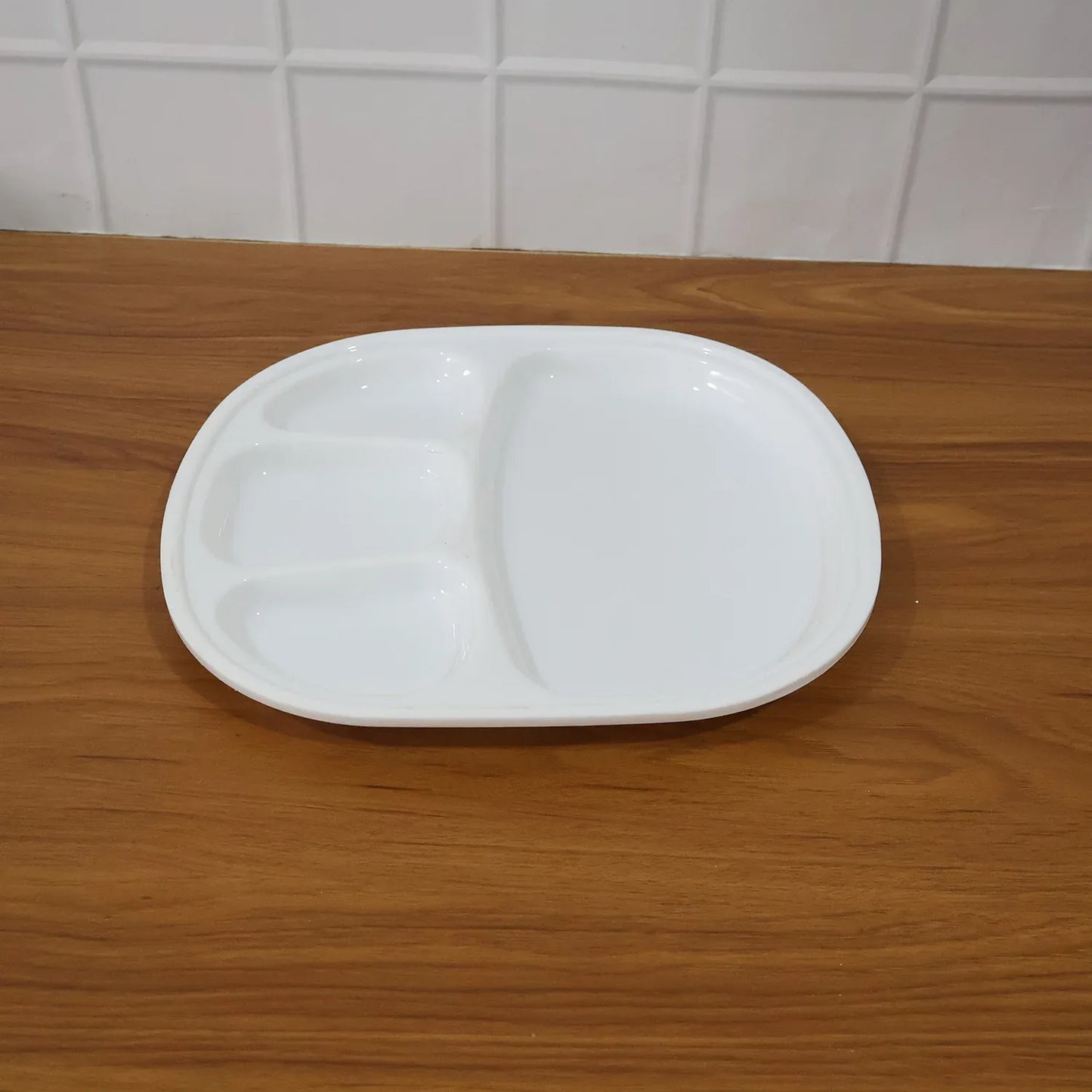 Plastic Large Compartment Dinner Plate Thali With 4 Sections - Zidbik