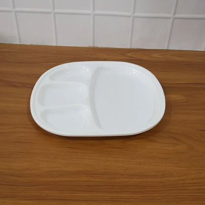 Plastic Large Compartment Dinner Plate Thali With 4 Sections - Zidbik