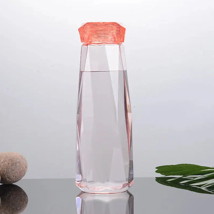 5213 Glass Fridge Water Bottle Plastic Cap With Two Water Glass For Home Kitchen Use - Zidbik