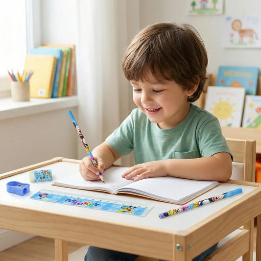 Kids 5 In 1 Stationery Kit With Cartoon Style Carry Bag - Zidbik