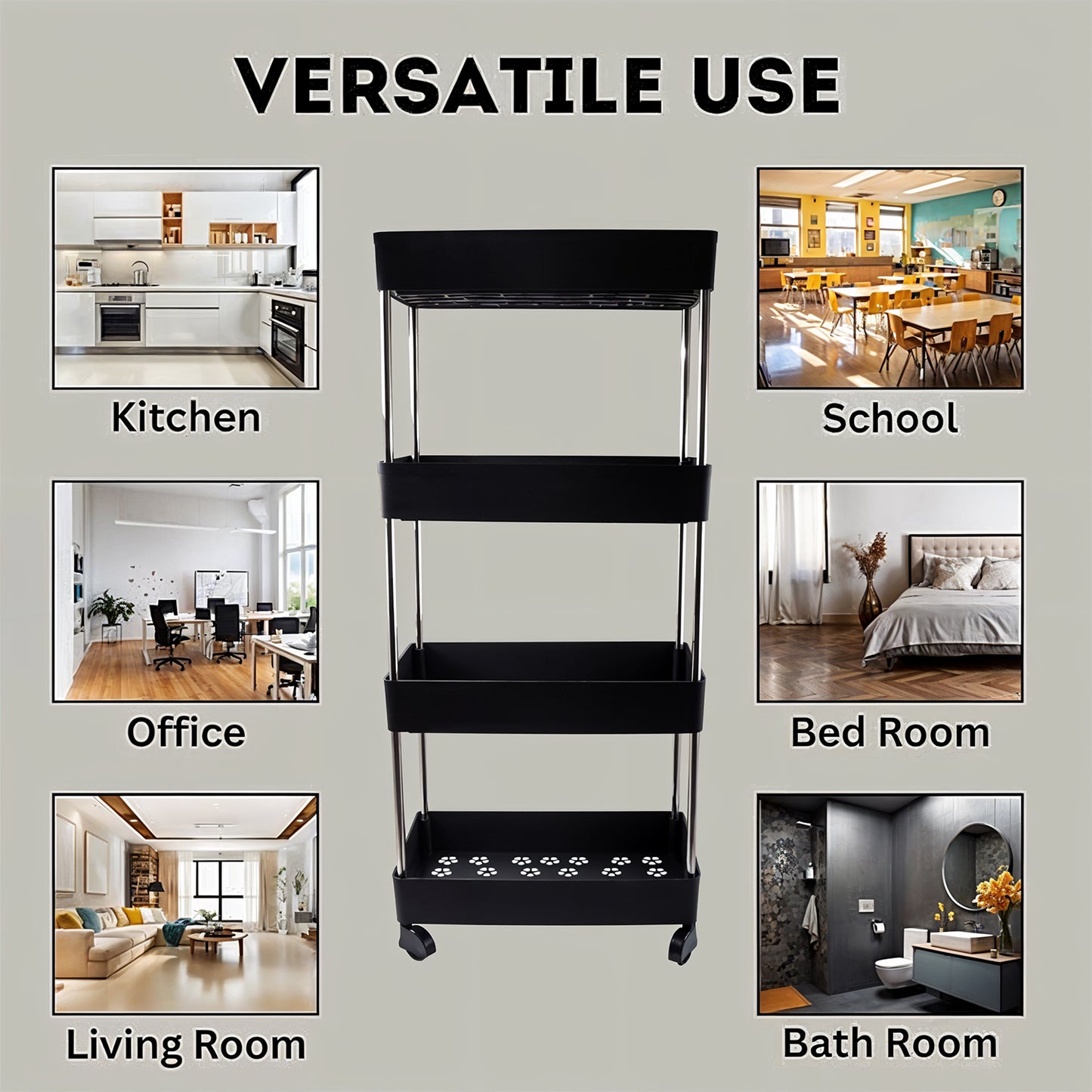 Movable Storage Rack Trolley - Zidbik