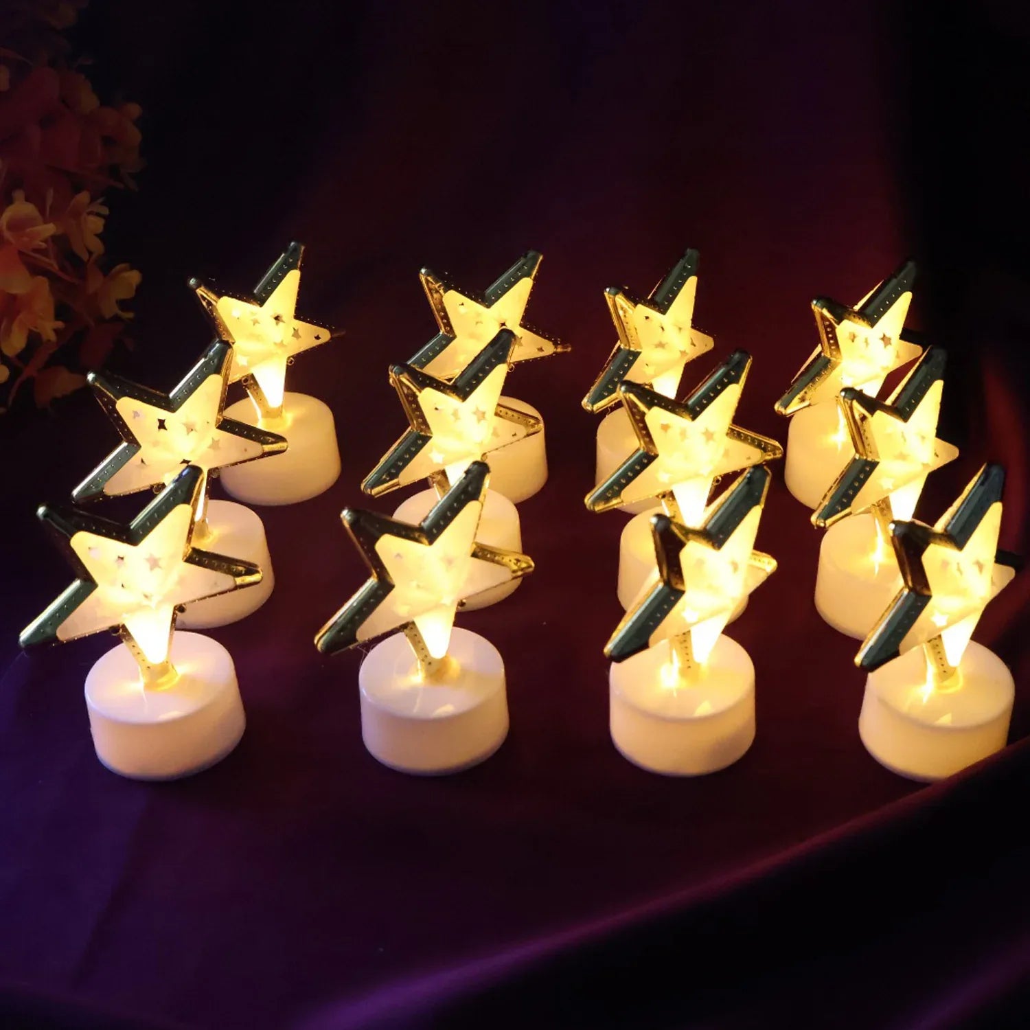 Decorative Star Shaped Flameless Led Candles (12 Pc) - Zidbik
