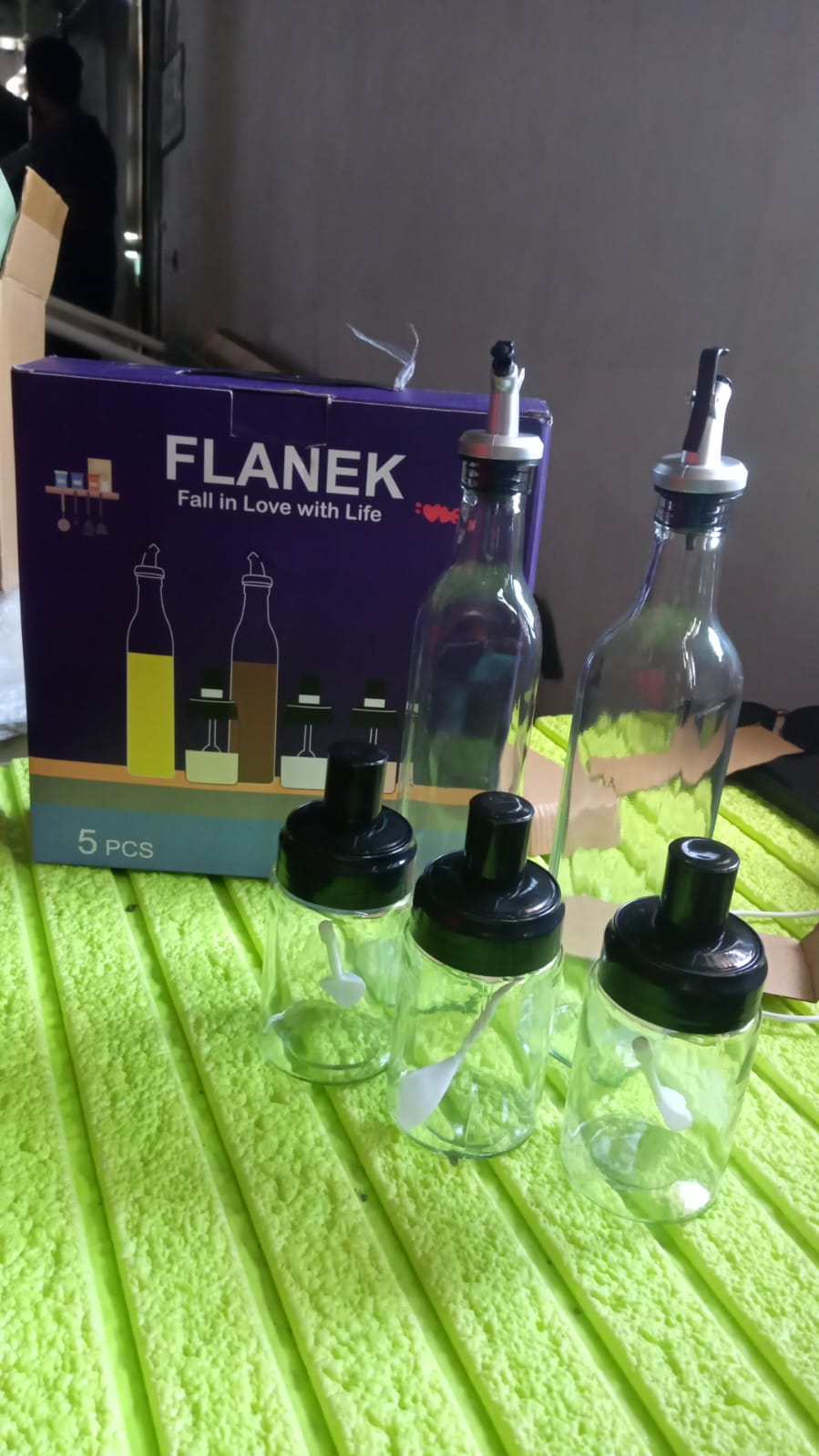 10011 Transparent Glassoil Dispenser 500 Ml Bottle Set Of 2 Spice Jar 250 Ml Set Of 3 Oil Bottle For Kitchen Oil  Vinegar Storage Glass Bottle Glass Container For Spice Masala (5 Pcs Set) - Zidbik