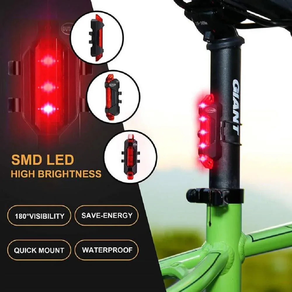 1561 Rechargeable Bicycle Front Waterproof Led Light (Red) - Zidbik