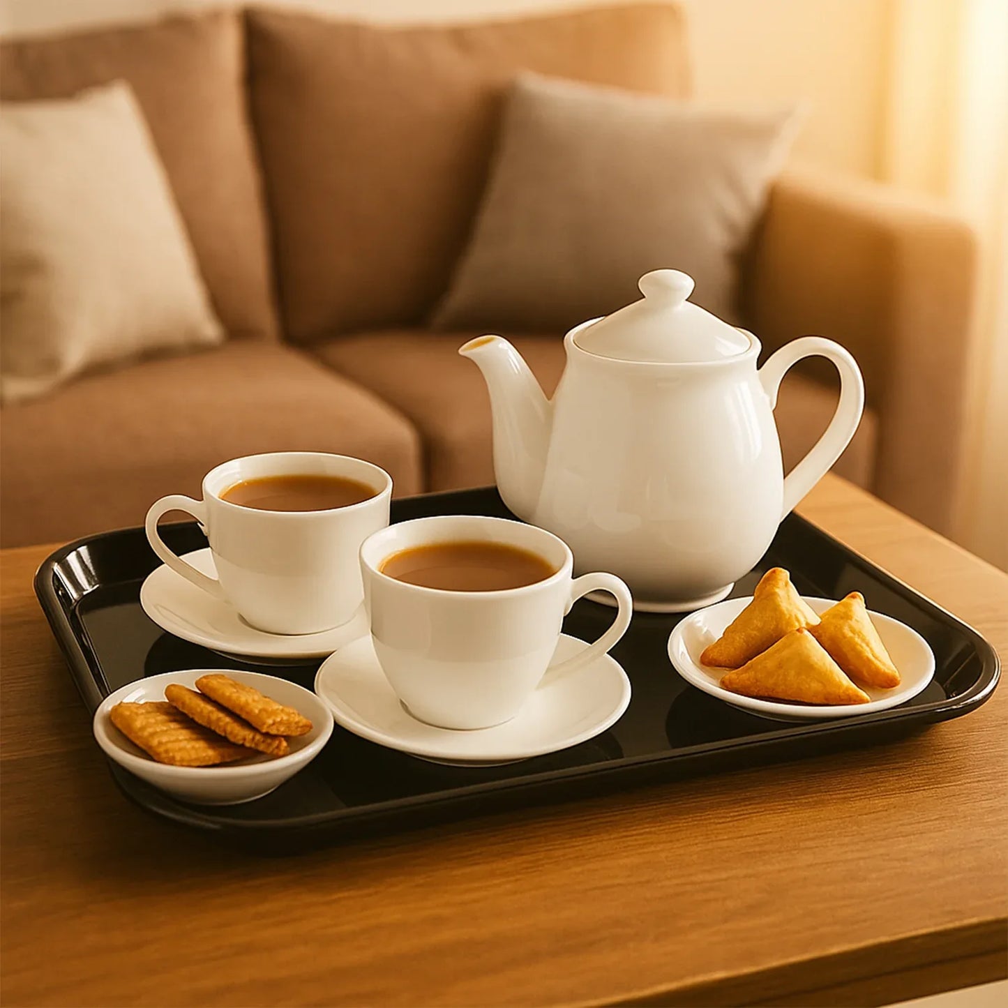 Plastic Serving Tray Plate 40 30 Cm (1 Pc Black) - Zidbik