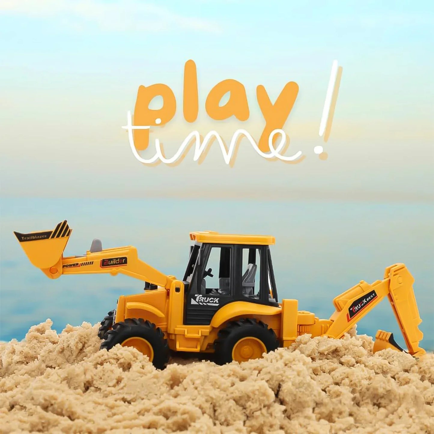 Lala Friction Powered Jcb Style Backhoe Loader Construction Toy Truck For Kids (1 Pc) - Zidbik